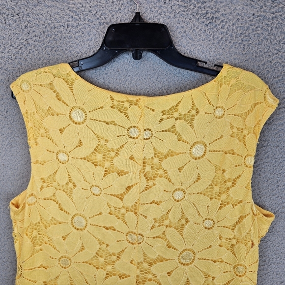 Connected Apparel Coming Up Daisy Yellow Perfect Summer Dress Sz 12 Lace Overlay - Picture 8 of 11